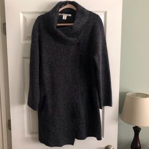 Max Studio micro stripe funnel neck long button up sweater in size 1x